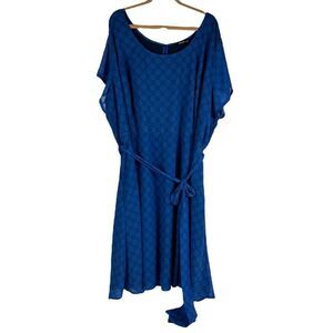 eShakti Round Neck Rayon Dress 6X Two Tone Blue